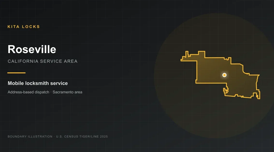2025 Census city boundary map for Roseville, California